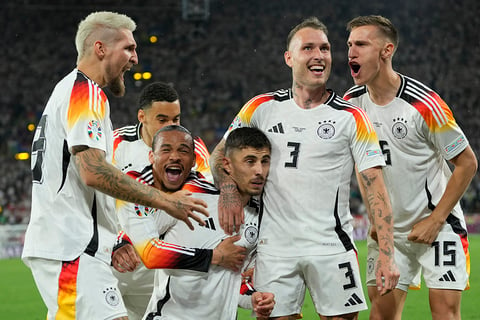 Kai Havertz celebrates after scoring Germany's opening goal 